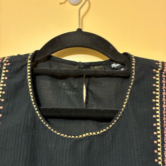 Madewell Sleeveless Boho Blouse Women’s XS Black Textured Top - Picture 5 of 8